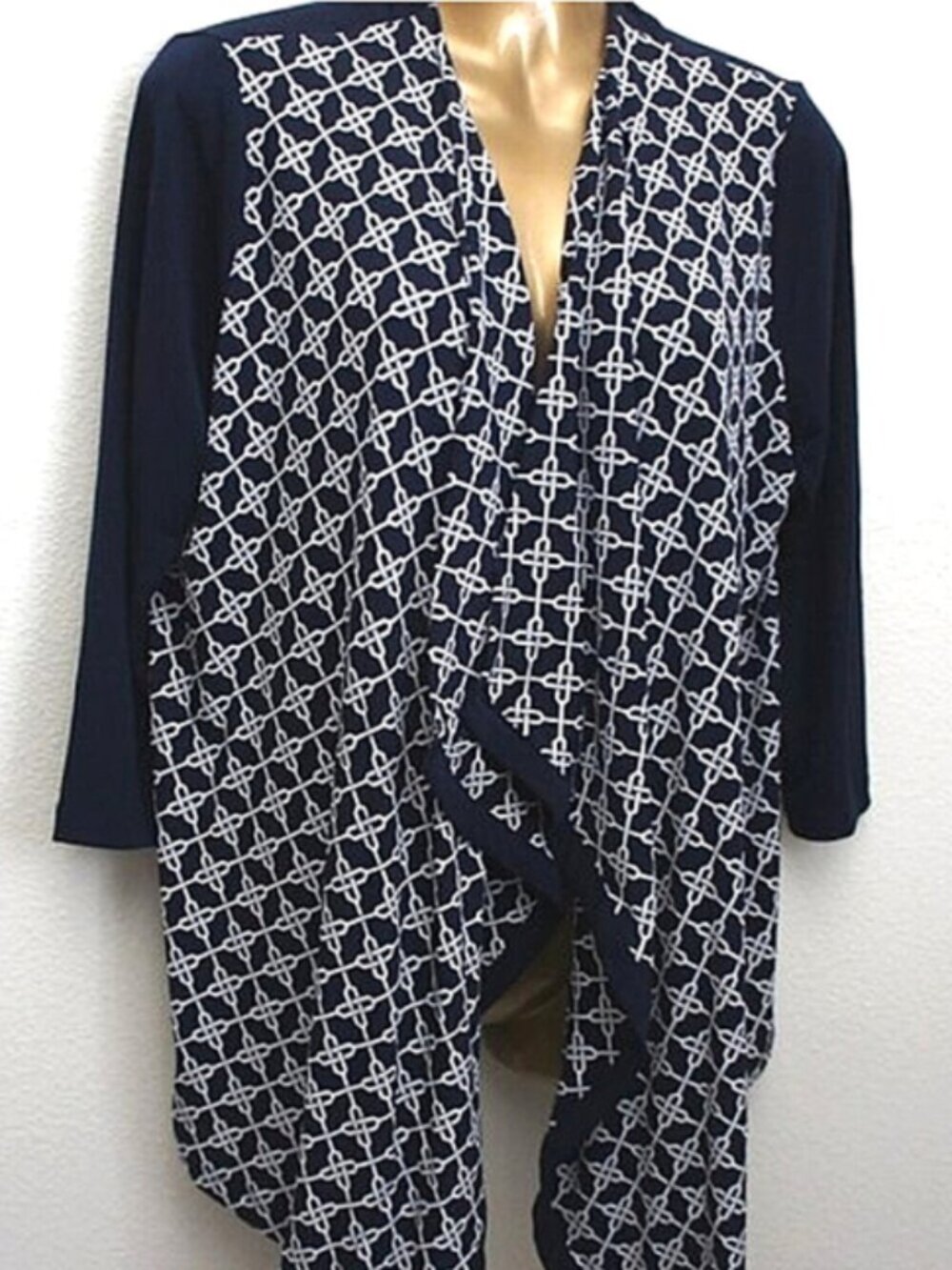 Chico's Easywear Navy White New Cardigan Jacket size 1 NWT